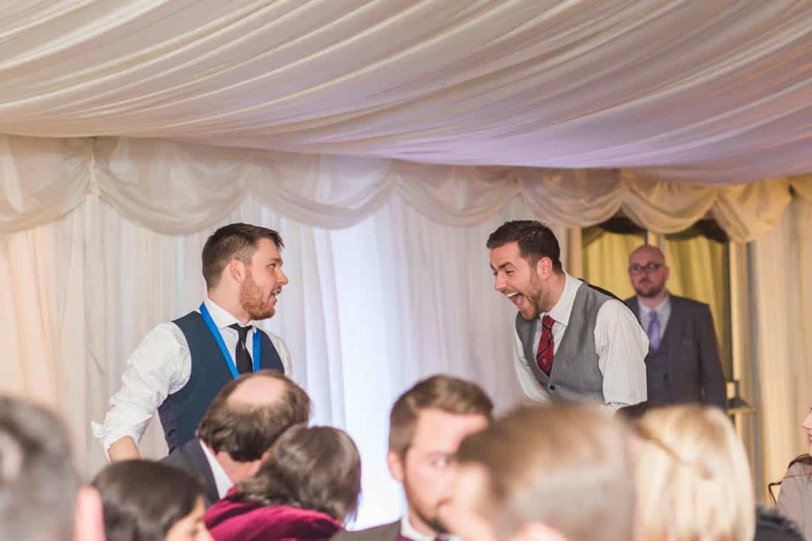 Professional magician Greg Holroyd performing close-up magic at a wedding breakfast