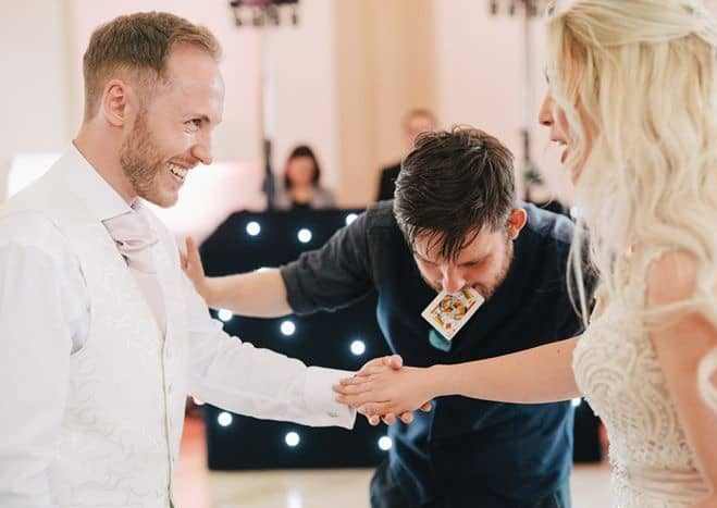 Yorkshire Wedding Magician with couple on their wedding day